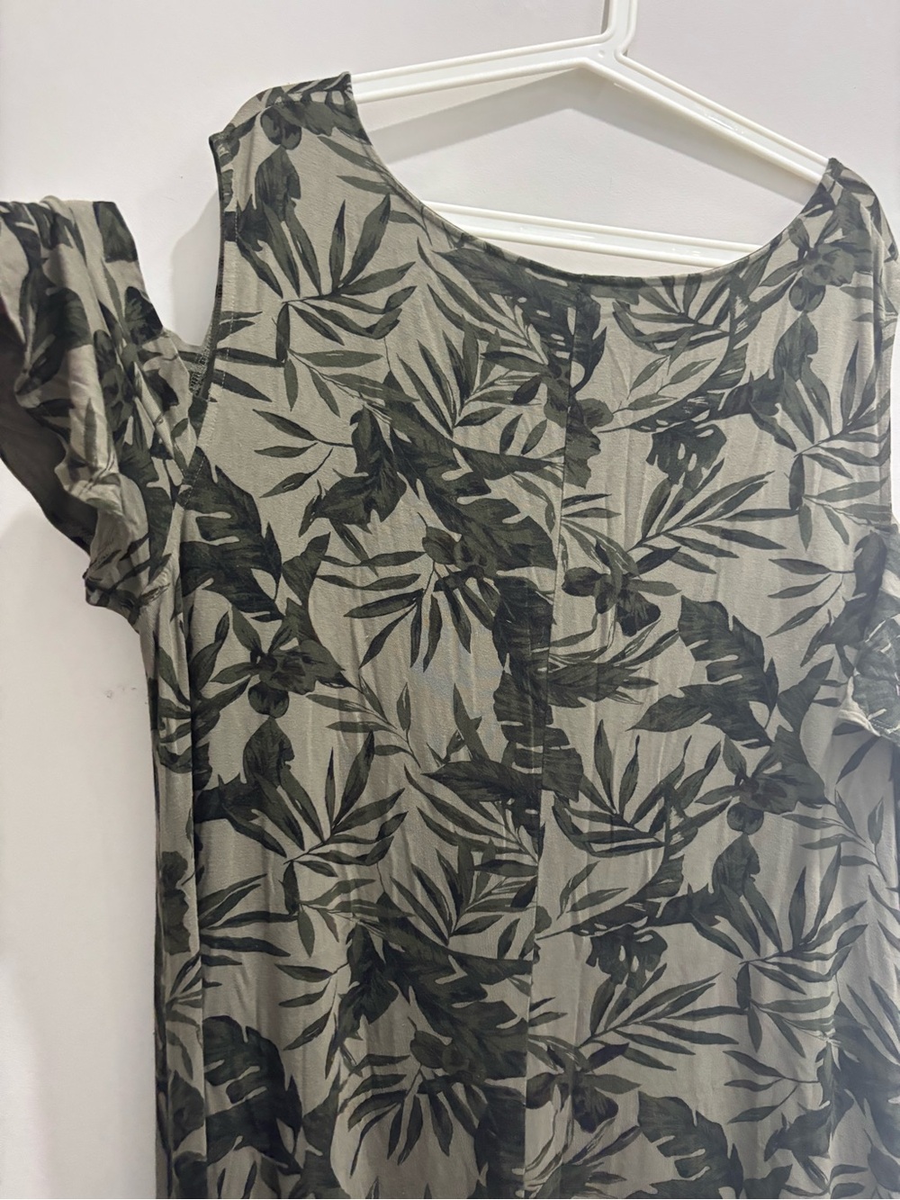Old Navy Olive and Black Leaf Motif Dress